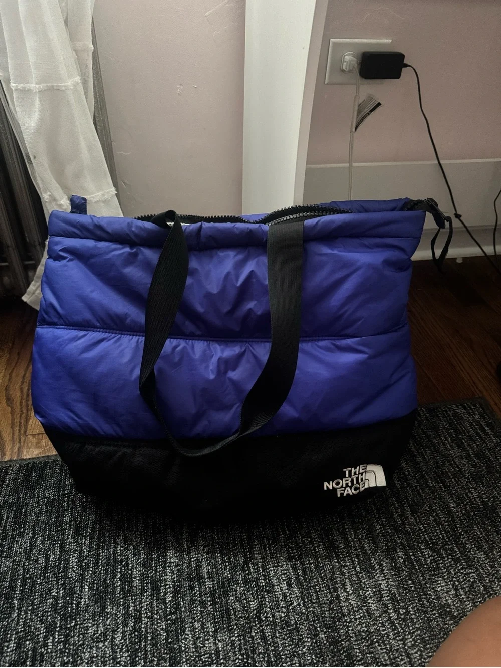 The North Face Blue and Black Quilted Tote